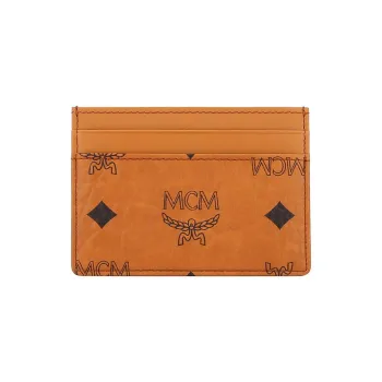 MCM Visetos PVC Coin Purse, Card Holder Regular Unisex Brown Cognac