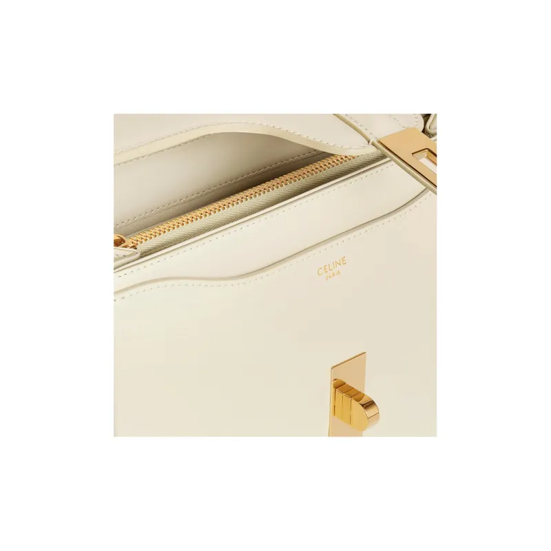 CELINE 16 Calfskin Shoulder Bag Crossbody Bag Handbag Small Size Women's Beige-3