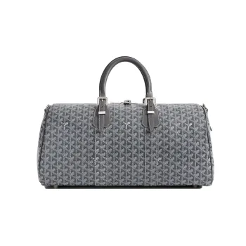 GOYARD Boston Canvas With Leather Portable Crossbody Bag, Travel Bag Medium Size Unisex Gray