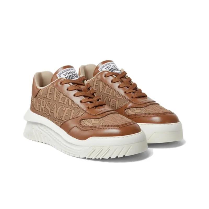 VERSACE Allover Odissea Low-Top Casual Shoes Men's Brown-2