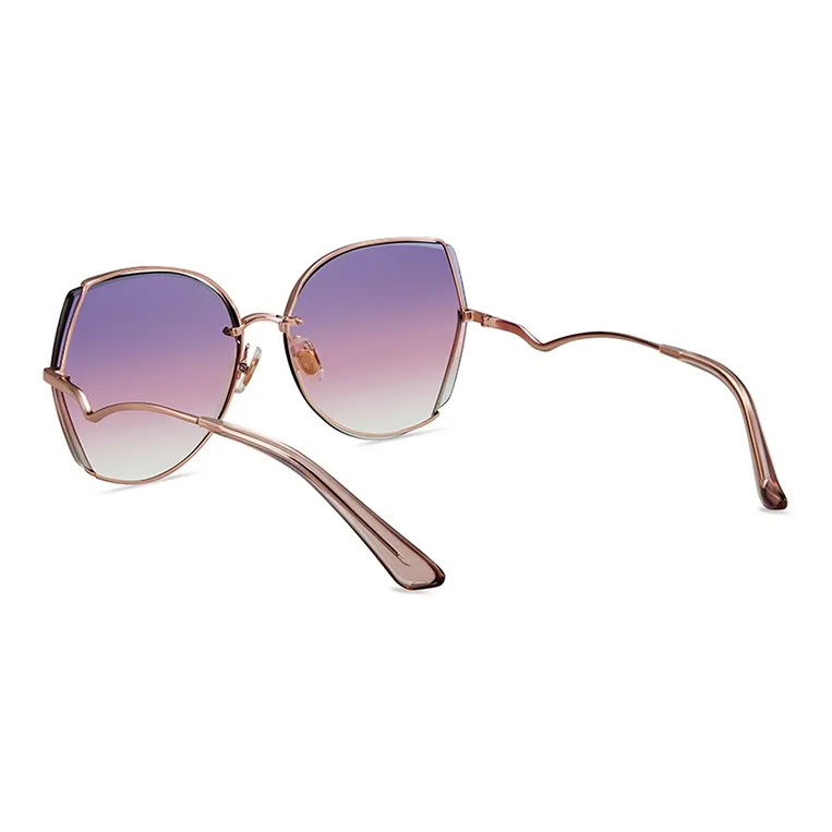 HELEN KELLER Irregular Shape Sunglasses Women's Gold-0