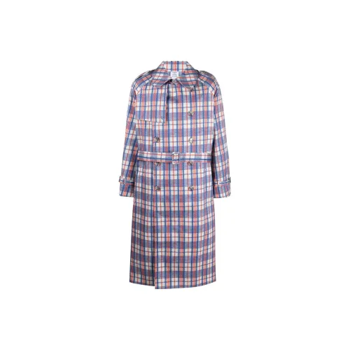 Vetements Coats Men Blue Red Plaid Pattern