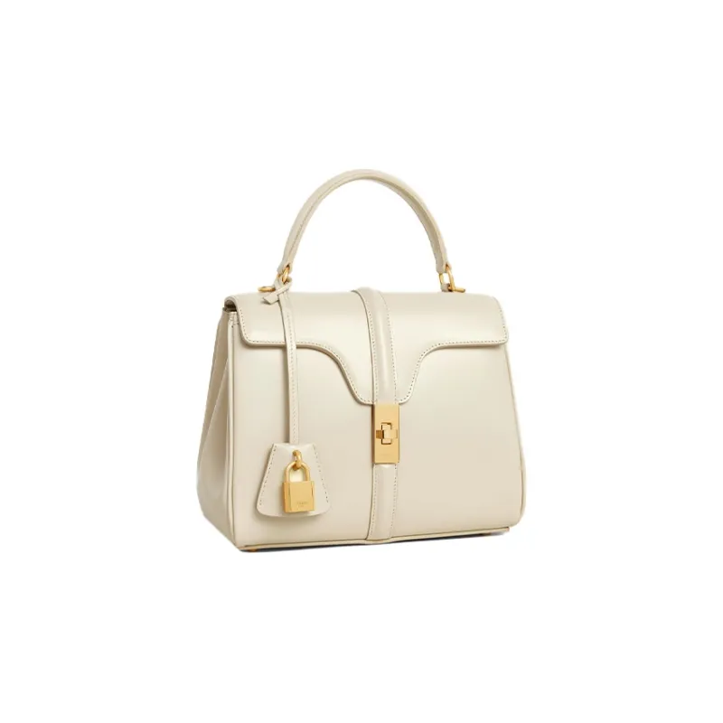 CELINE 16 Calfskin Shoulder Bag Crossbody Bag Handbag Small Size Women's Beige-1