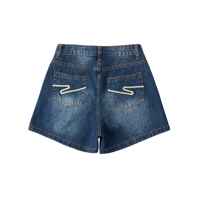 UNRETRO Denim Shorts Women's Blue-1