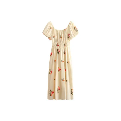 LOKUINTUS Short-Sleeved Dresses Women's Apricot