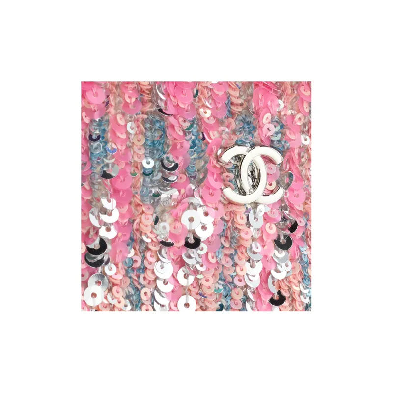 CHANEL Metal Shoulder Bag, Crossbody Bag Women's Pink & Silver-3