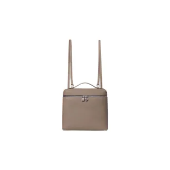 Loro Piana ExtraPocket Leather Tofu Bag Backpack Regular Women's Warm Beige/Elephant Gray