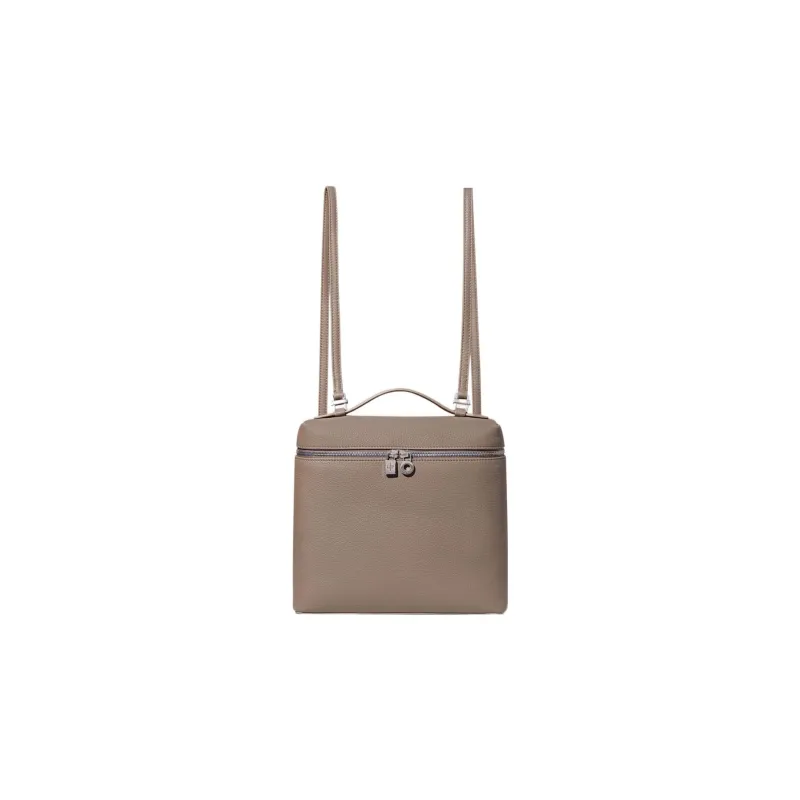 Loro Piana ExtraPocket Leather Tofu Bag Backpack Regular Women's Warm Beige/Elephant Gray-0