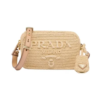 PRADA Wicker Crossbody Bag Shoulder Bag Women's Natural