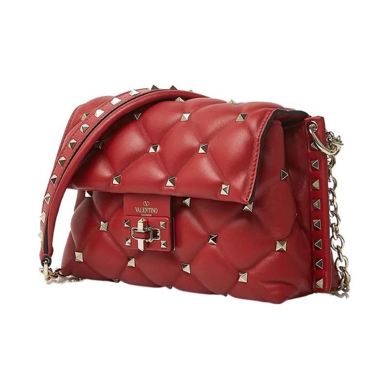 Valentino Leather Crossbody Bag Shoulder Bag Women's Red-1