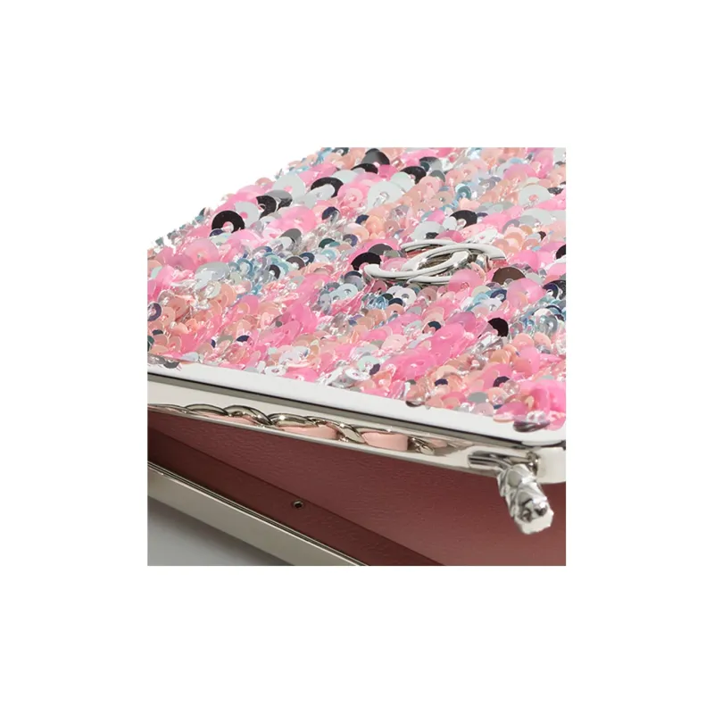 CHANEL Metal Shoulder Bag, Crossbody Bag Women's Pink & Silver-2