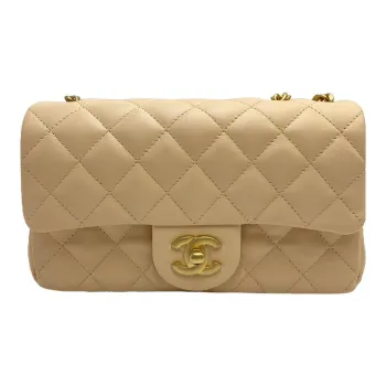 CHANEL Classic Flap CF Sheepskin Chain Bag, Shoulder Bag, Crossbody Bag Mini Women's Milk Tea Nude