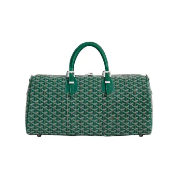 GOYARD Boston Canvas With Leather Portable Crossbody Bag, Travel Bag Medium Size Unisex Green