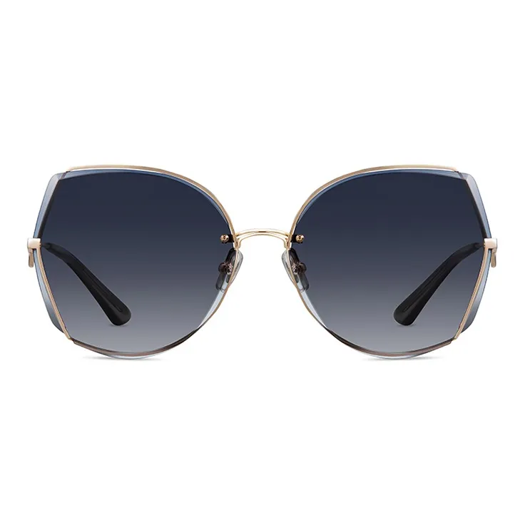 HELEN KELLER Irregular Shape Sunglasses Women's Gold-4