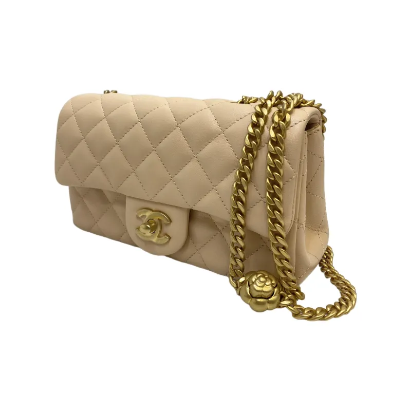 CHANEL Classic Flap CF Sheepskin Chain Bag, Shoulder Bag, Crossbody Bag Mini Women's Milk Tea Nude-3