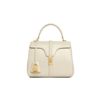CELINE 16 Calfskin Shoulder Bag Crossbody Bag Handbag Small Size Women's Beige