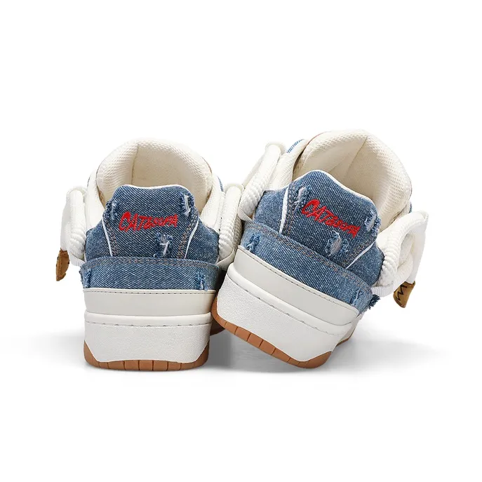 Cat&Sofa Dreadlocks Series Low Top Skateboard Shoes Unisex Denim Blue-3