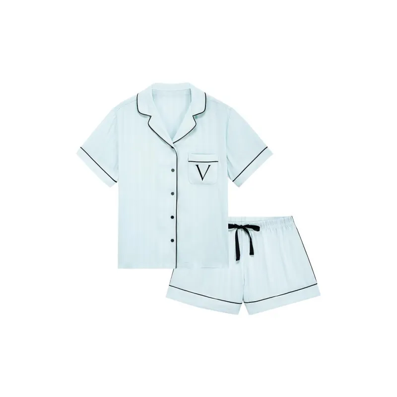 Victoria's Secret Pajama Set Regular Edition Women's Light Aqua Blue-0