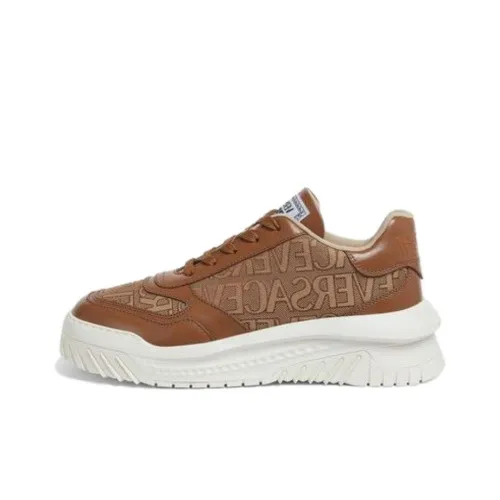 VERSACE Allover Odissea Low-Top Casual Shoes Men's Brown