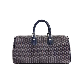 GOYARD Boston Canvas With Leather Portable Crossbody Travel Bag Medium Size Unisex Marine Blue