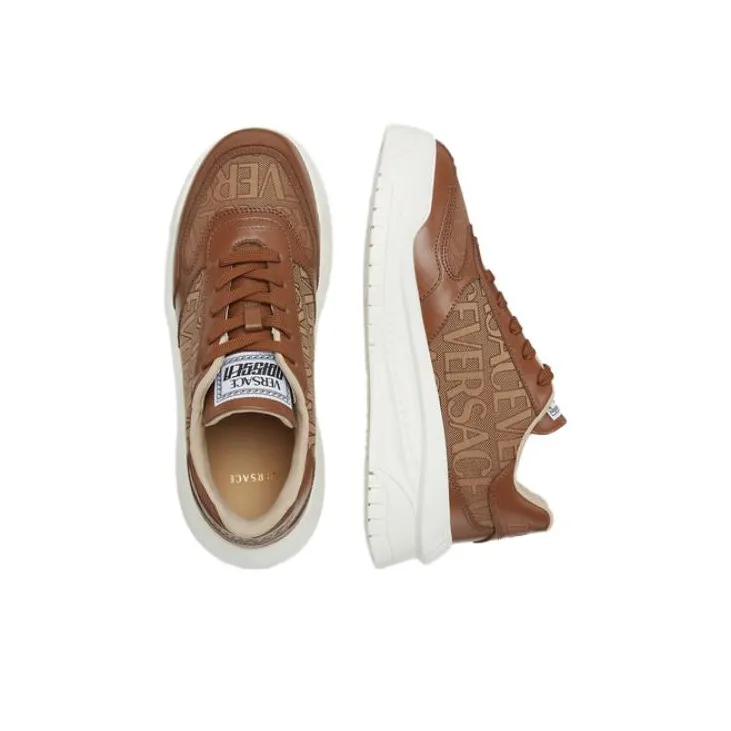 VERSACE Allover Odissea Low-Top Casual Shoes Men's Brown-3
