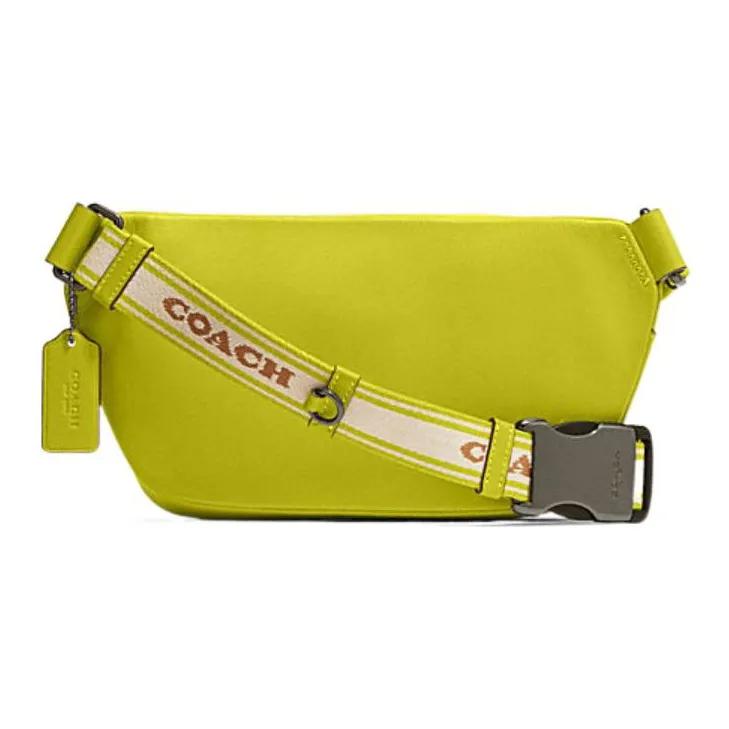 COACH Elias Leather Combo Bag Fanny Pack Crossbody Bag Medium Size Men's Lemon & Khaki-1