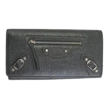 Balenciaga Cow Leather Wallet Women's Marine Blue