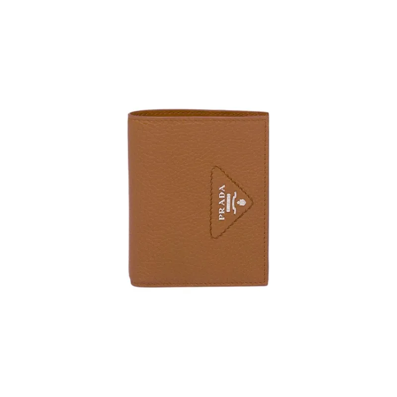 PRADA Leather Wallet Small Size Women's Caramel Brown-0