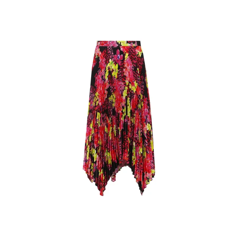 VERSACE Allover Floral Printed Pleated Skirt-1