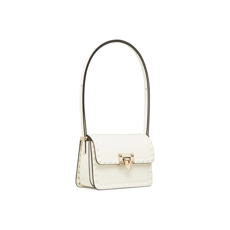 Valentino Rockstud Leather Shoulder Bag Women's Ecru-1