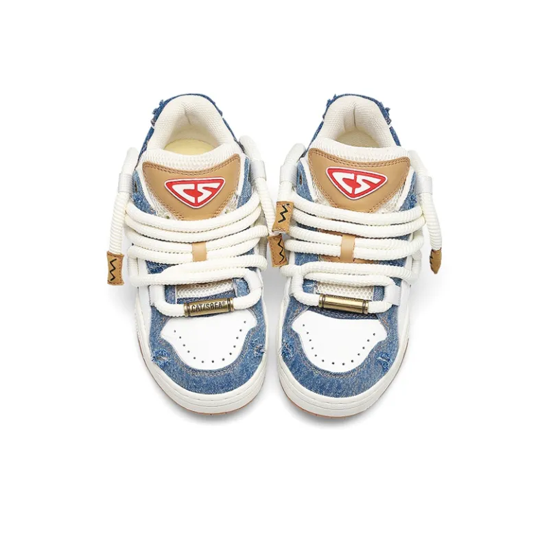 Cat&Sofa Dreadlocks Series Low Top Skateboard Shoes Unisex Denim Blue-2