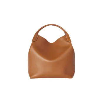Loro Piana Cow Leather Shoulder Bag, Crossbody Bag, Handbag Large Size Women's Warm Brown Taupe