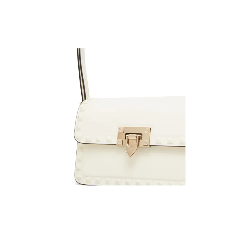 Valentino Rockstud Leather Shoulder Bag Women's Ecru-4