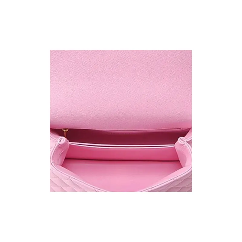 CHANEL Coco Handle23P Spring Summer Litchi Grain Cow Leather Handbag, Shoulder Bag, Crossbody Bag Trumpets Women's Pink-6