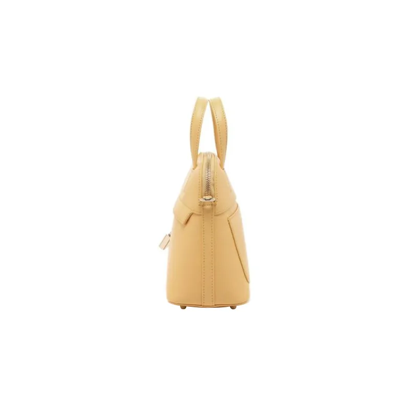 Furla Piper Collection Grained Leather Dome Bag Shoulder Bag Crossbody Bag Handbag Small Size Women's Yellow-2