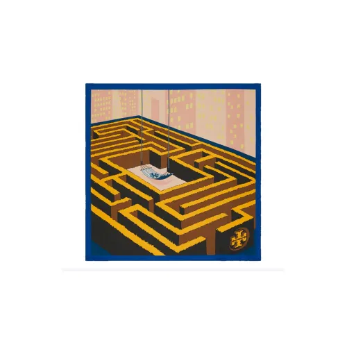 TORY BURCH Silk Scarves Unisex Blue