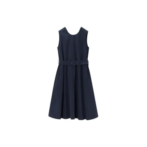 OVV Breeze Series Sleeveless Dresses Women's Navy Blue Solid Color 05