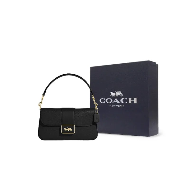 COACH Grace Cow Leather With Split Cow Leather Portable Crossbody Bag Shoulder Bag Mini Women's Black-5