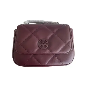 TORY BURCH Fish Paste Sheepskin Shoulder Bag Crossbody Bag Handbag Women's Burgundy