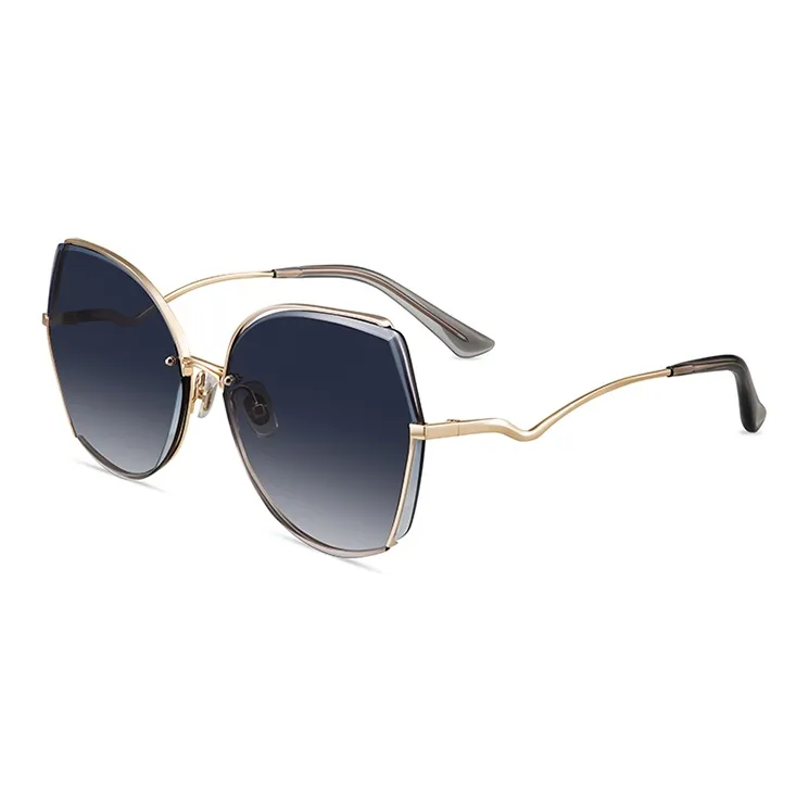 HELEN KELLER Irregular Shape Sunglasses Women's Gold-3