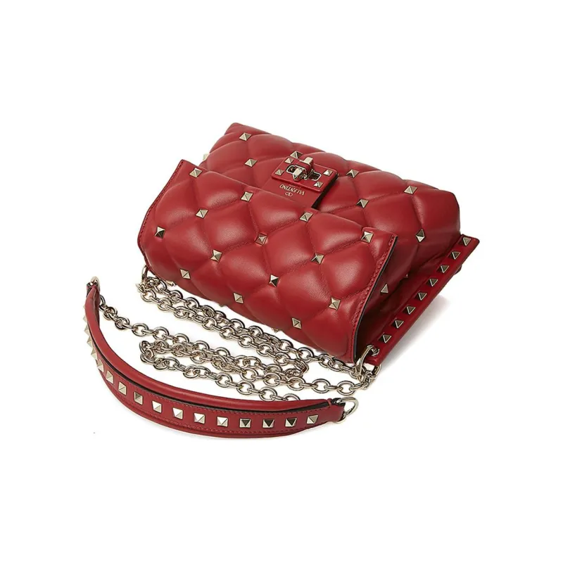 Valentino Leather Crossbody Bag Shoulder Bag Women's Red-3