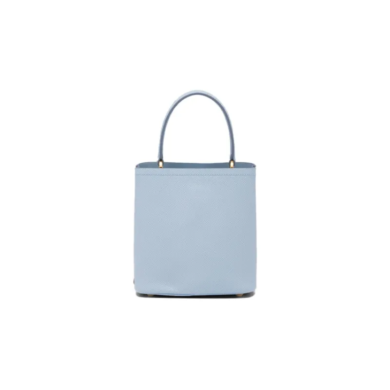 PRADA Panier Leather Shoulder Bag Crossbody Bag Handbag Small Size Women's Blue-2