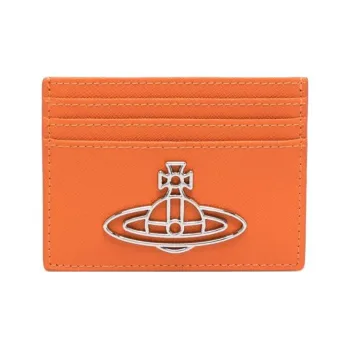 Vivienne Westwood Cross-Grain Calfskin Card Holder Women's Sunset Orange