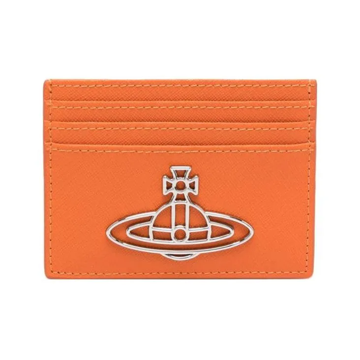 Vivienne Westwood Cross-Grain Calfskin Card Holder Women's Sunset Orange-0