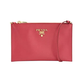 PRADA Cow Leather Shoulder Bag Mahjong Clutch Shoulder Bag Women's Red