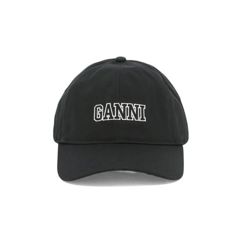 GANNI Logo embroidered Cotton Baseball Cap-0