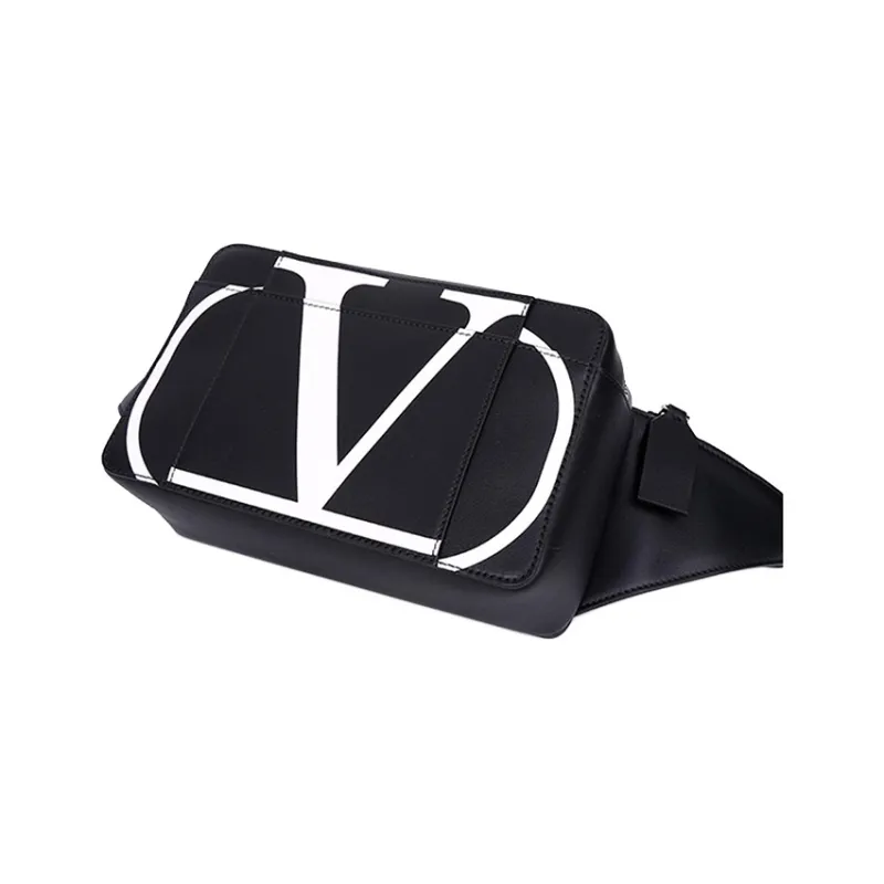Valentino Calfskin One Shoulder Crossbody Fanny Pack Men's Black-2