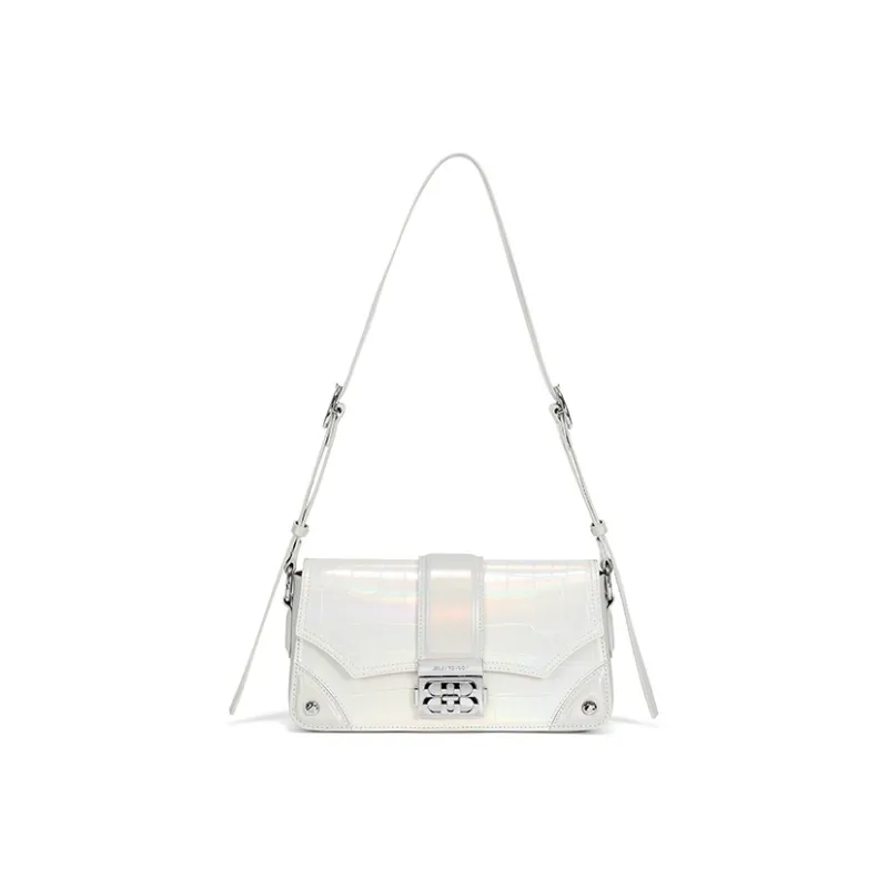 JELLYTOYBOY With Cow Leather And PU Pop Bag Shoulder Bag, Crossbody Bag Medium Size Women's Black/White-0