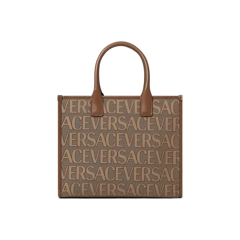 VERSACE Cow Leather Tote Bag Shopping Bag Shoulder Bag Crossbody Bag Handbag Small Size Women's Brown-2