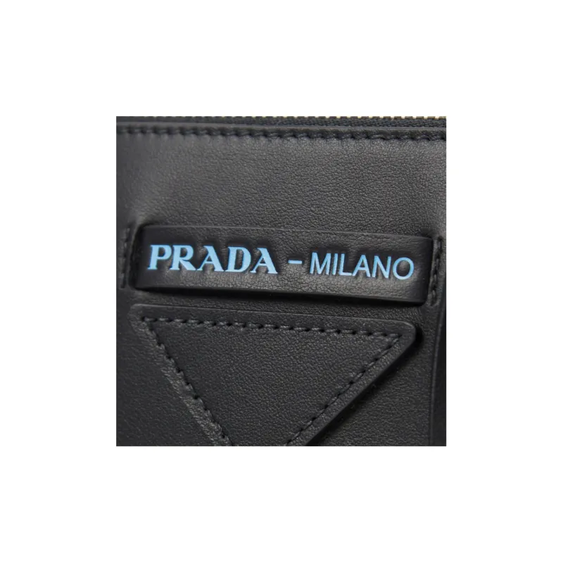 PRADA Calfskin Shoulder Bag Crossbody Bag Handbag Women's Black-4